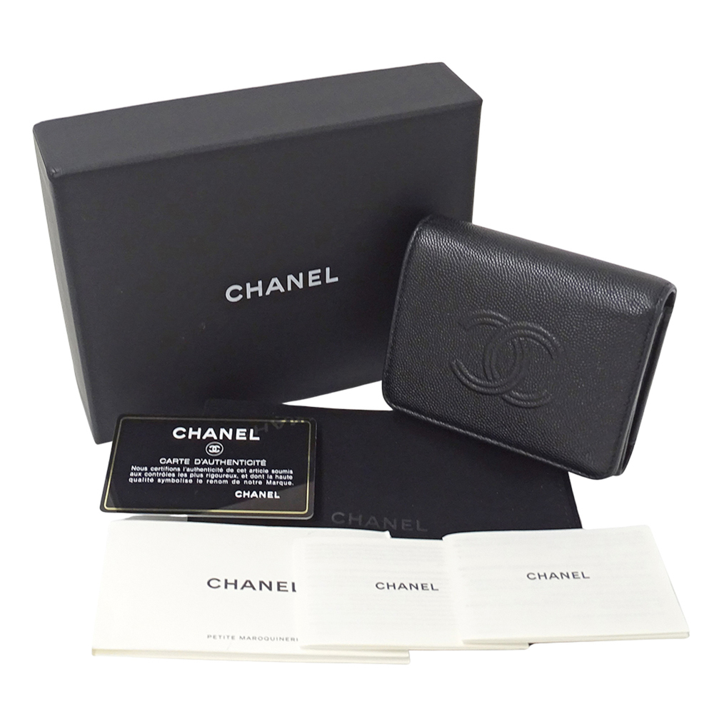 CHANEL Black Caviar Leather Logo Wallet - Picture 7 of 13